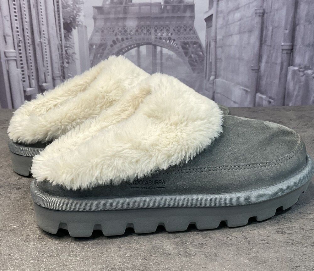 Koolaburra By UGG Women’s Slippers Grey With Faux Fur Size 6